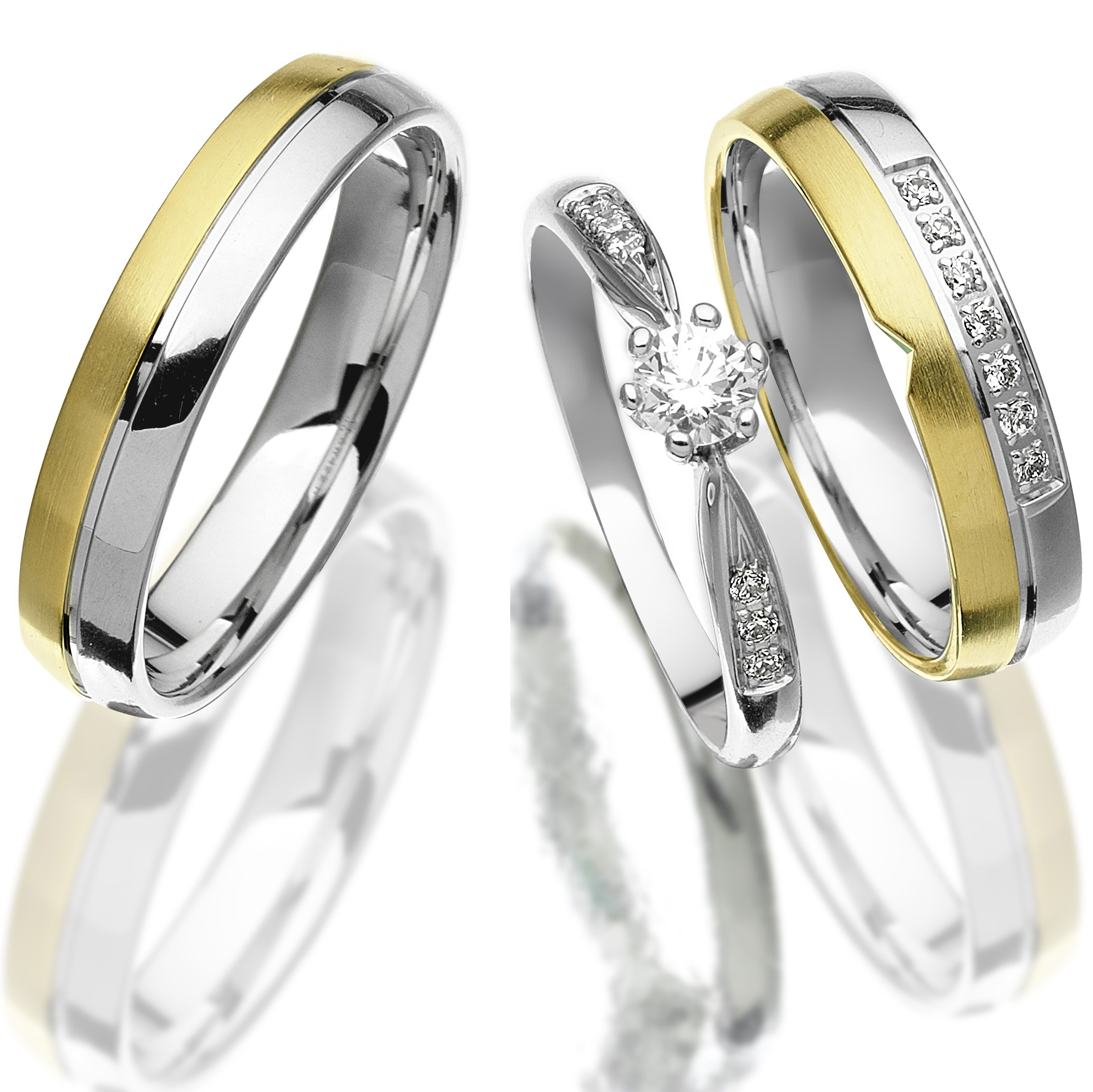 Weißgold/Gelbgold mit Brillant – Kollektion Schwarz