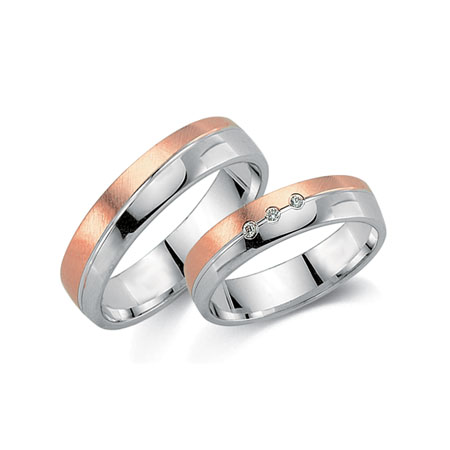 Weißgold/Rotgold mit Brillant – Kollektion Schwarz