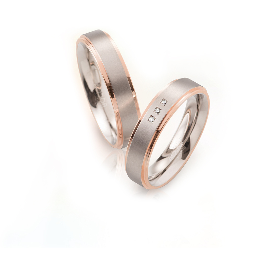 Trauringe, Titanium roséplattiert mit Brillant, Kollektion Boccia Titanium